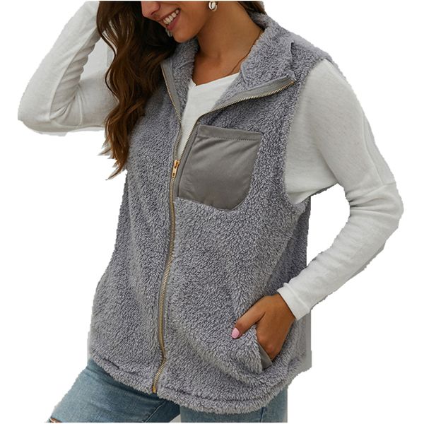 fleece vest faux fur waistcoat solid color collar zipper coat sleeveless pockets loose warm fluffy jacket casual autumn winter, Black;white
fleece vest faux fur waistcoat solid color collar zipper coat sleeveless pockets loose warm fluffy jacket casual autumn winter, Black;white