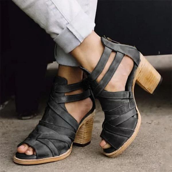 women sandals summer sandals solid flock peep toe buckle plus size gladiator vintage high square heels shoes female 2020, Black
women sandals summer sandals solid flock peep toe buckle plus size gladiator vintage high square heels shoes female 2020, Black