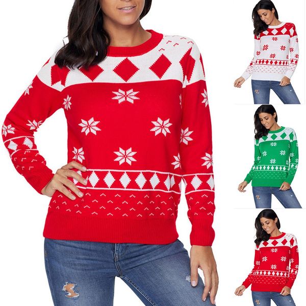 women christmas sweater womens ladies large size round neck long sleeve pullover snowflake plus size blouse winter overcoat, White;black
women christmas sweater womens ladies large size round neck long sleeve pullover snowflake plus size blouse winter overcoat, White;black