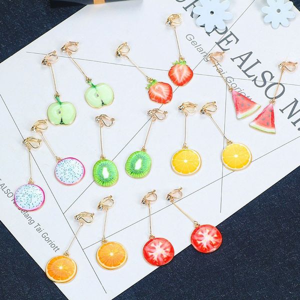 korea style long fruit clip on earrings without piercing earrings fashion jewelry for women gift, Silver
korea style long fruit clip on earrings without piercing earrings fashion jewelry for women gift, Silver