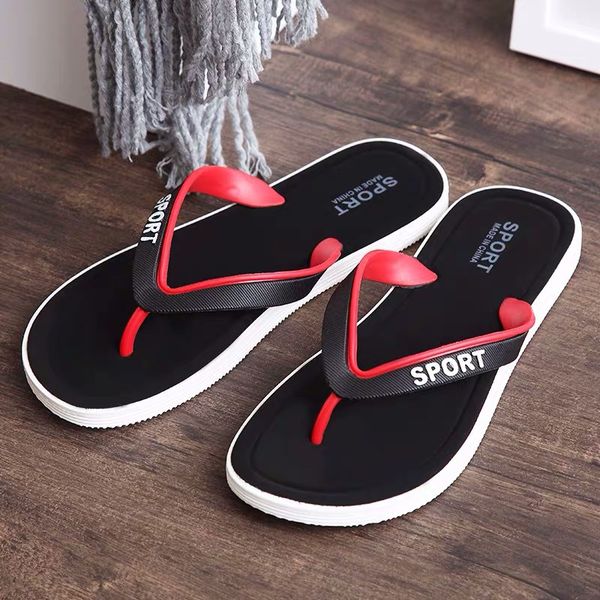 men pinch flip-flops beach leisure slippers male 2019 non-slip beach cool slippers, Black