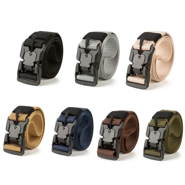 125cm outdoor sports equipment combat tactical belt men army training nylon magnetic buckle waist belt, Black;gray
125cm outdoor sports equipment combat tactical belt men army training nylon magnetic buckle waist belt, Black;gray