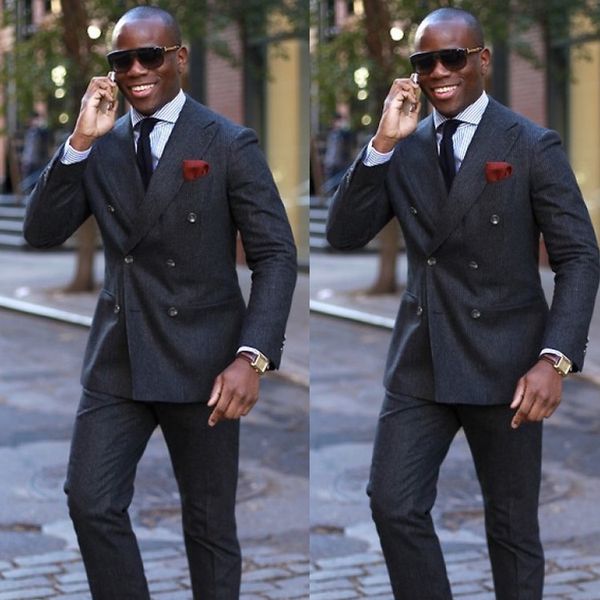 handsome black men groom wedding tuxedos double breasted mens pants suits peaked lapel designer prom party jackets blazer, Black;gray
handsome black men groom wedding tuxedos double breasted mens pants suits peaked lapel designer prom party jackets blazer, Black;gray