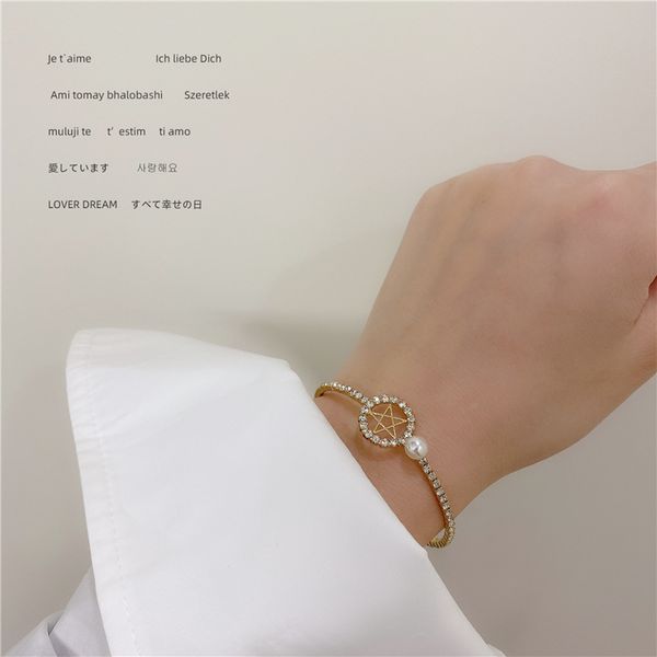 korean vintage open bracelet rhinestone pentagram bracelet for women gold silver color pearl bracelets fashion jewelry accessory, Black
korean vintage open bracelet rhinestone pentagram bracelet for women gold silver color pearl bracelets fashion jewelry accessory, Black