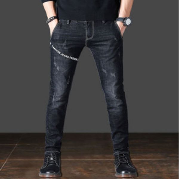 black jeans popular logo male han edition cultivate one's morality and feet tide elastic leisure men's trousers, Blue
black jeans popular logo male han edition cultivate one's morality and feet tide elastic leisure men's trousers, Blue