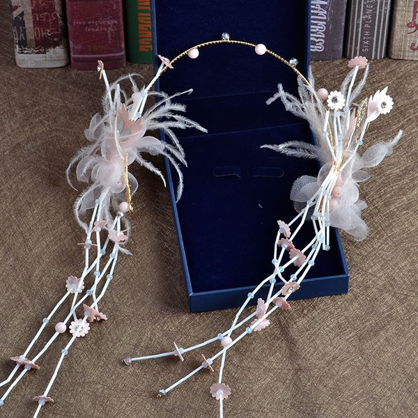 new handmade fresh pink silk yarn flower feather hairbands wedding bride hair accessories, White;golden
new handmade fresh pink silk yarn flower feather hairbands wedding bride hair accessories, White;golden
