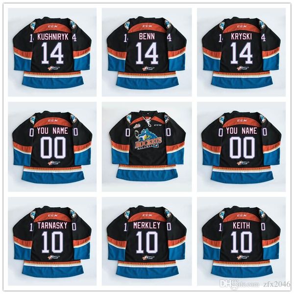 Custom WHL Kelowna Rockets #10 Keith Tarnasky Merkley #14 Kushniryk Kryski Benn Stitched CHL Black Hockey Jerseys CCM Logos embroidered
Custom WHL Kelowna Rockets #10 Keith Tarnasky Merkley #14 Kushniryk Kryski Benn Stitched CHL Black Hockey Jerseys CCM Logos embroidered