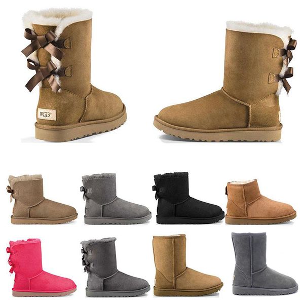 designer women winter snow boots fashion australia classic short bow boots ankle knee bow girl mini bailey boot 2019 size 35-41, Black 
designer women winter snow boots fashion australia classic short bow boots ankle knee bow girl mini bailey boot 2019 size 35-41, Black