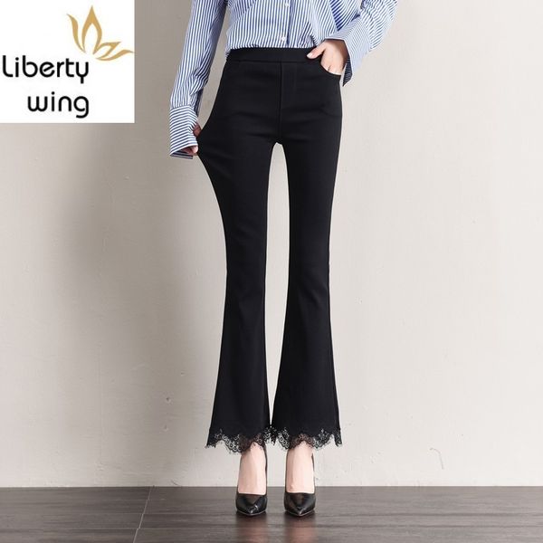 new lace flare women autumn winter high waist black trousers female plus size 6xl elegant office work slim fit pants, Blue
new lace flare women autumn winter high waist black trousers female plus size 6xl elegant office work slim fit pants, Blue