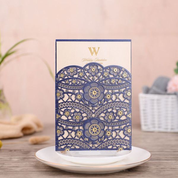 50pcs blue laser cut wedding invitations card lace flora elegant invites cards customize for marriage wedding party decoration
50pcs blue laser cut wedding invitations card lace flora elegant invites cards customize for marriage wedding party decoration
