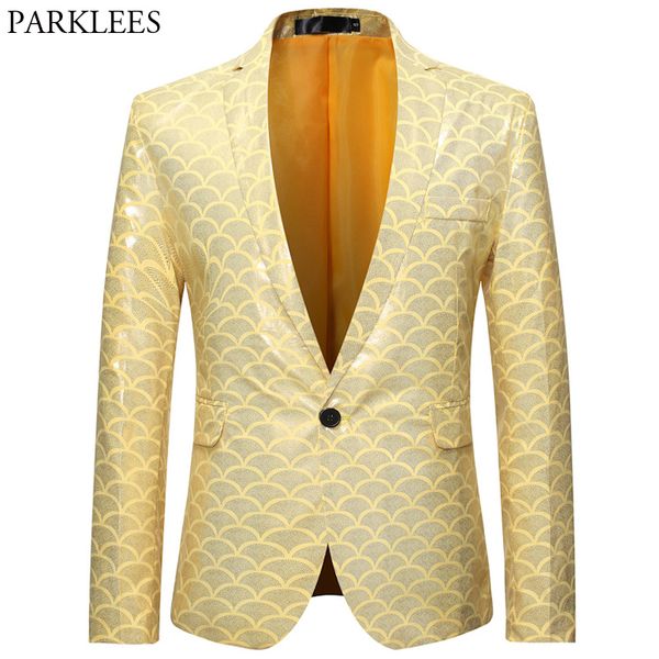 gold scales bronzing mens suit jacket fashion one button blazer men nightclub bar stage performance party host blazers costume, White;black
gold scales bronzing mens suit jacket fashion one button blazer men nightclub bar stage performance party host blazers costume, White;black