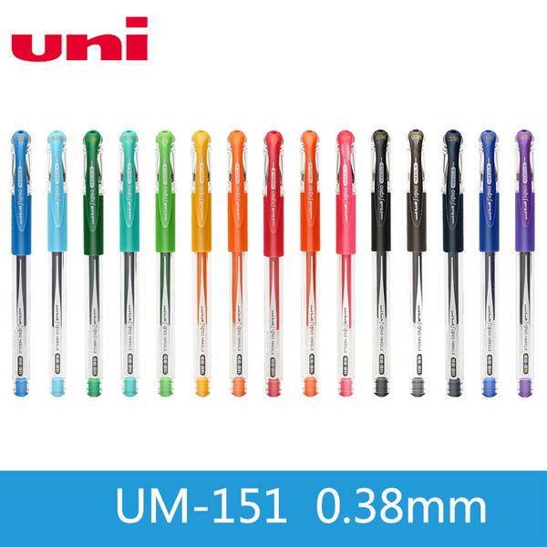 12 Pcs/lot Uni Um-151 Water-based Ball-point Pen 0.38mm Color Gel Pen Double-ball Head Writing Smooth Multi-color