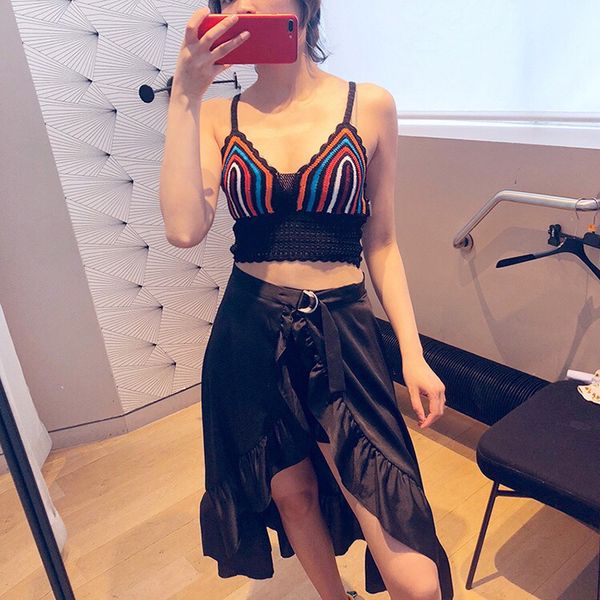 2019 spring new national wind style strapless hit the color striped women hollow out strap, Black;white
2019 spring new national wind style strapless hit the color striped women hollow out strap, Black;white