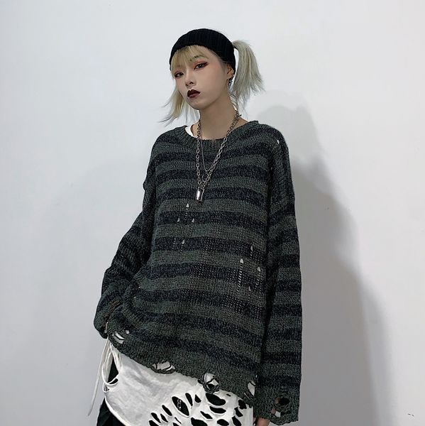контраст полосатый ripped нерегулярное hole мода женщины человек свитер streetwear корейский harajuku осень весна вязать пуловер punk вверх, White;black
контраст полосатый ripped нерегулярное hole мода женщины человек свитер streetwear корейский harajuku осень весна вязать пуловер punk вверх, White;black