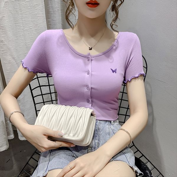 summer 2020 embroidered t-shirt butterfly butterfly design ins fashionable slim versatile short-sleeved t-shirt button can be opened, White
summer 2020 embroidered t-shirt butterfly butterfly design ins fashionable slim versatile short-sleeved t-shirt button can be opened, White