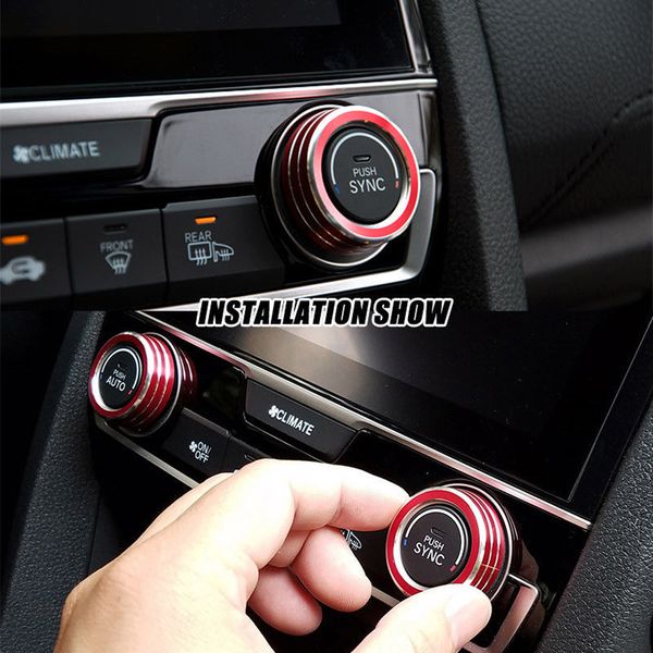4x ac climate control knob ring covers for civic 16-18 silver
