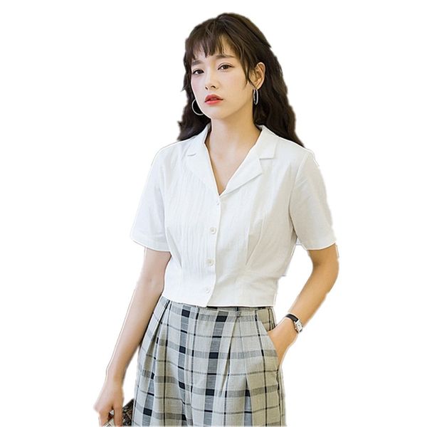 waist shirt women's chic wind fashion super fairy short sleeve shirt ins design small waist short jacket summer, White
waist shirt women's chic wind fashion super fairy short sleeve shirt ins design small waist short jacket summer, White