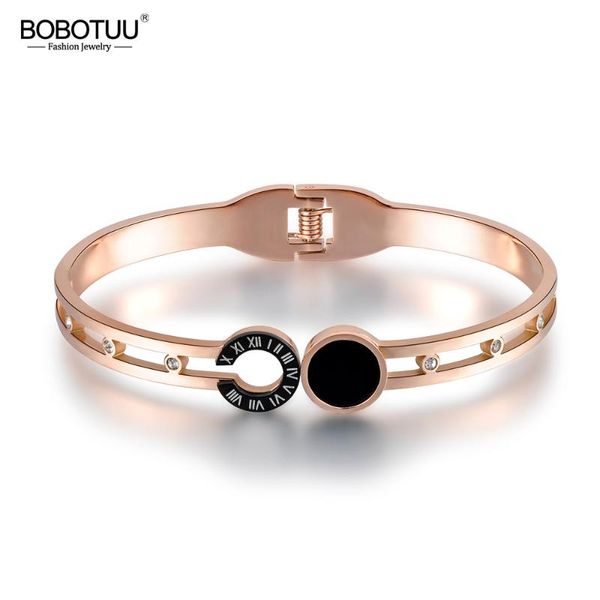 bobotuu classic rose gold color roman number bangles for women stainless steel black shell lover charm wedding bracelets bb17019
bobotuu classic rose gold color roman number bangles for women stainless steel black shell lover charm wedding bracelets bb17019