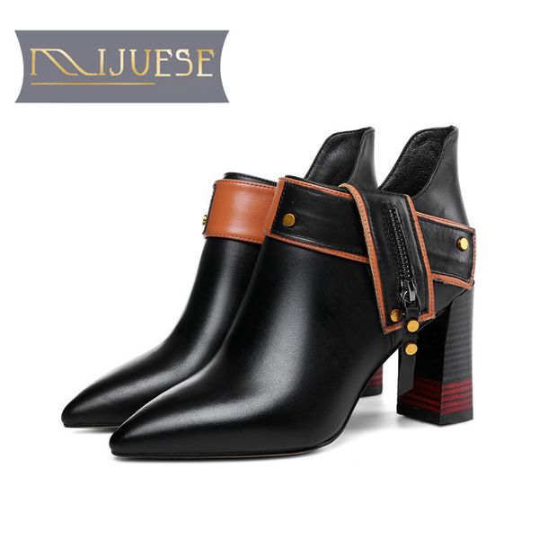 mljuese 2019 women ankle boots cow leather buckle strap punk style autumn spring high heels women boots size 33-43 t200425, Black
mljuese 2019 women ankle boots cow leather buckle strap punk style autumn spring high heels women boots size 33-43 t200425, Black
