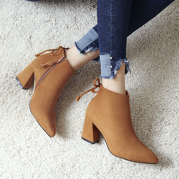 teahoo ankle boots for women 2017 flock pointed toe high heels boots women square thick heels autumn shoes, Black
teahoo ankle boots for women 2017 flock pointed toe high heels boots women square thick heels autumn shoes, Black