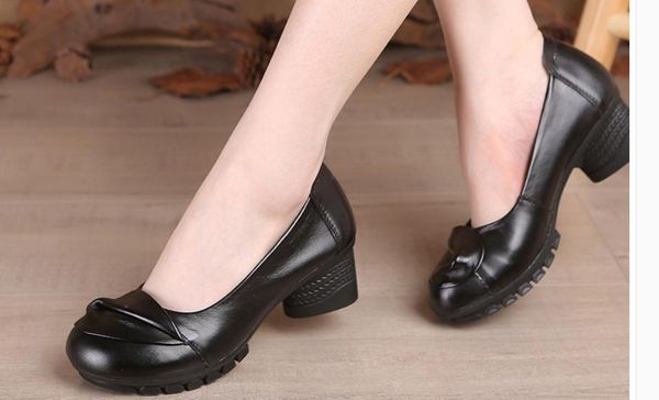 2019 women's shoes in spring and autumn with new style middle heel coarse heel round head #e06, Black
2019 women's shoes in spring and autumn with new style middle heel coarse heel round head #e06, Black