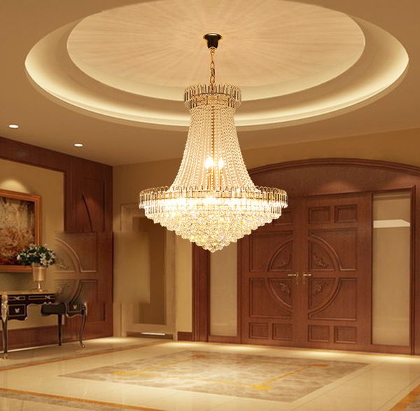

luxury golden crystal chandelier light stair light led flush chandelier lustres de cristais lustre cristal diameter 40 60 80cm