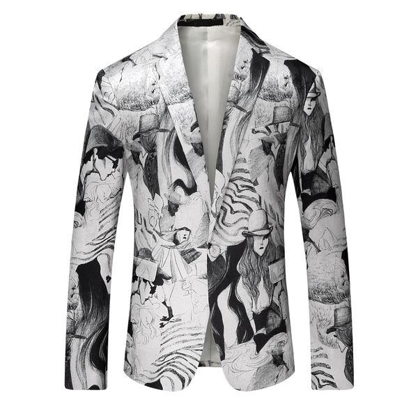 2019 new high-end mens printed suit banquet party men leisure suits jacket large size 5xl slim fit blazers men, White;black
2019 new high-end mens printed suit banquet party men leisure suits jacket large size 5xl slim fit blazers men, White;black