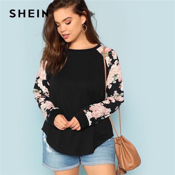 shein floral print raglan sleeve casual plus size black womens tees 2018 autumn new round neck long sleeve workwear t shirt, White
shein floral print raglan sleeve casual plus size black womens tees 2018 autumn new round neck long sleeve workwear t shirt, White