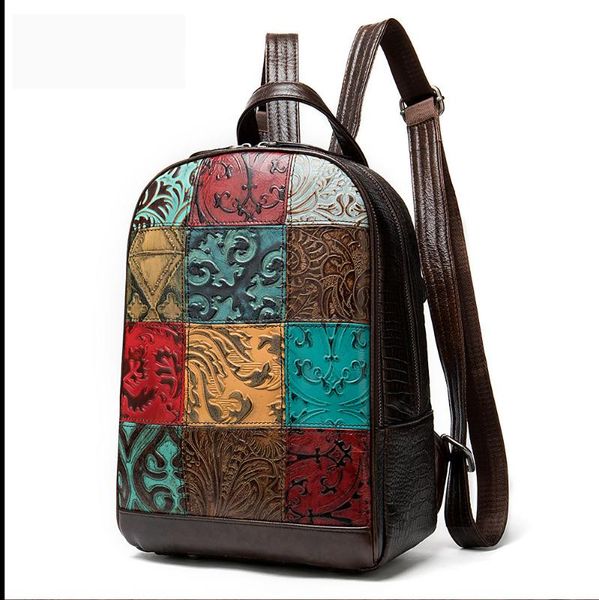 ethnic style new layer cowhide women 's backpack handmade contrasting color large capacity backpack women 's fashion
ethnic style new layer cowhide women 's backpack handmade contrasting color large capacity backpack women 's fashion