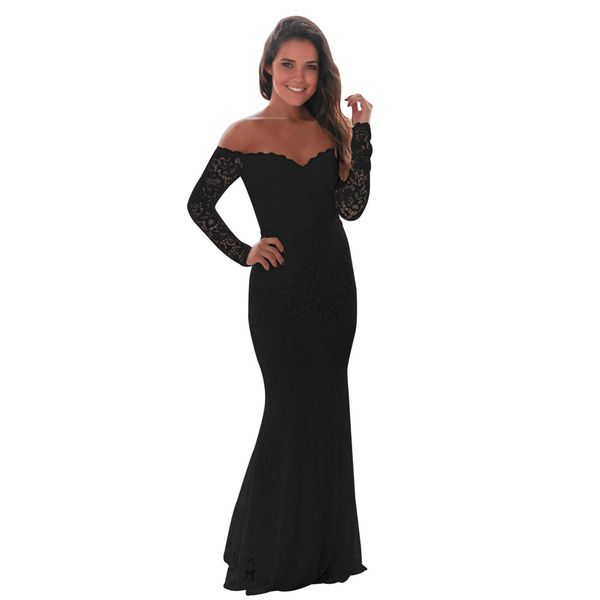 long sleeves lace mermaid off shoulder evening dresses formal 2020 floor length evening gowns black ivory, Black;red
long sleeves lace mermaid off shoulder evening dresses formal 2020 floor length evening gowns black ivory, Black;red