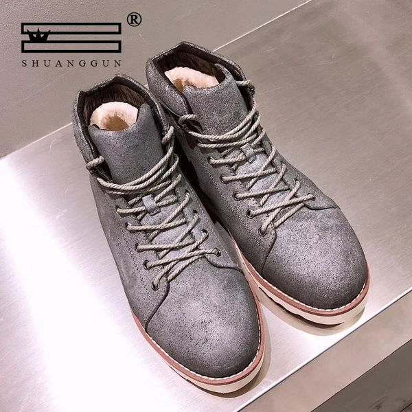 shuanggun men's snow boots australian wool parchment winter men's snow boots leather short, Black
shuanggun men's snow boots australian wool parchment winter men's snow boots leather short, Black