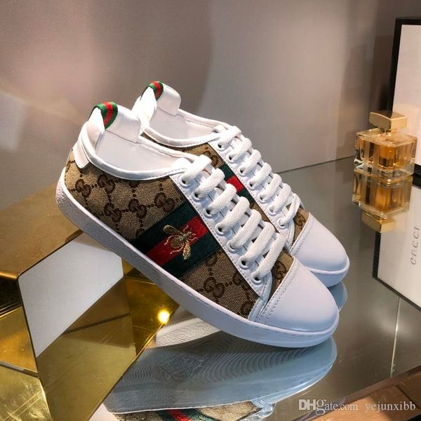 a1 new designer men women sneaker casual shoes low italy brand ace bee stripes shoe walking leisure trainers chaussures pour hommes, Black