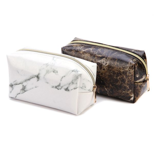 

2019 creative large marble pencil case leather pen box pu big makeup bag for girls gift office school learning supplies