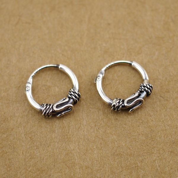 

925 solid sterling silver bali huggie hoop sleepers earrings ear bone ring a1352, Golden;silver