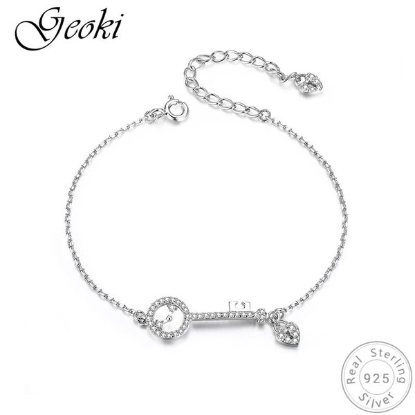 geoki 925 sterling silver micro white cubic zirconia paved lovely key chain original s925 heart lock bracelet for women luxury, Black
geoki 925 sterling silver micro white cubic zirconia paved lovely key chain original s925 heart lock bracelet for women luxury, Black