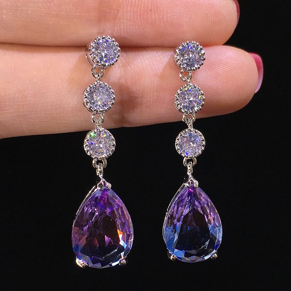 chic earrings for women drop tear shiny zircon lilac green color girls' gifts ladies earrings fashion jewelry 2018, White
chic earrings for women drop tear shiny zircon lilac green color girls' gifts ladies earrings fashion jewelry 2018, White