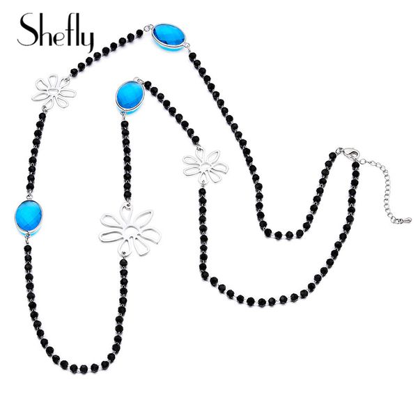 hollow flower shape black crystal chains necklace european personality trendy long sweater necklace jewelry for women gift kolye, Silver
hollow flower shape black crystal chains necklace european personality trendy long sweater necklace jewelry for women gift kolye, Silver