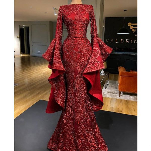 red prom dresses glued sequins sparkly 2020 long sleeve ruffle mermaid floor length trumpet sleeve dark red shinning evening gowns, Black
red prom dresses glued sequins sparkly 2020 long sleeve ruffle mermaid floor length trumpet sleeve dark red shinning evening gowns, Black