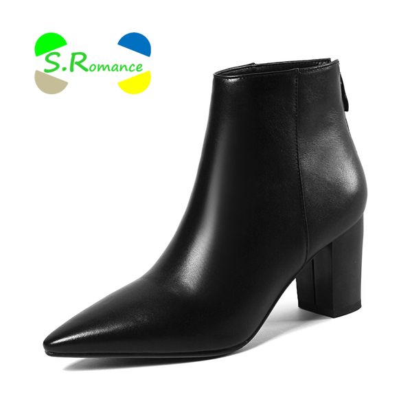 s.romance women ankle boots woman shoes cow genuine leather straight line high square heels zipper 2018 sb208, Black
s.romance women ankle boots woman shoes cow genuine leather straight line high square heels zipper 2018 sb208, Black