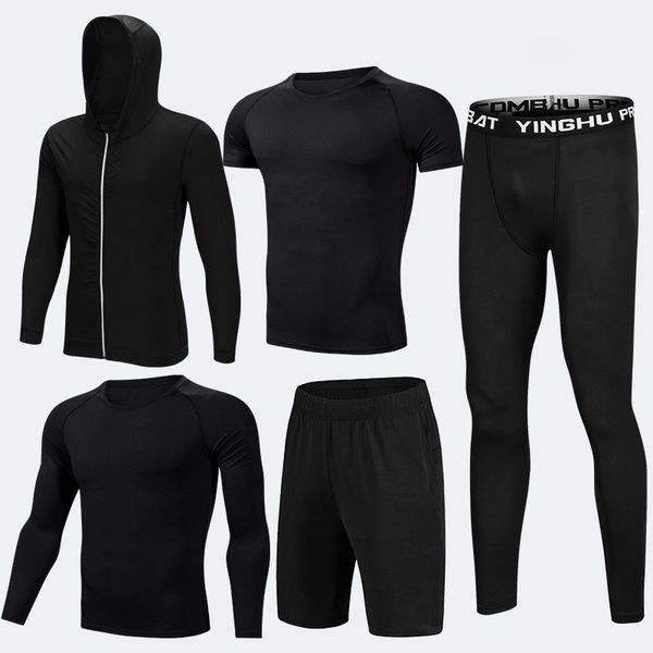 5 pieces men sportswear hoodie o-neck sports suit elastic tracksuit clothing running jogging sport wear exercise workout tights, Black;blue
5 pieces men sportswear hoodie o-neck sports suit elastic tracksuit clothing running jogging sport wear exercise workout tights, Black;blue