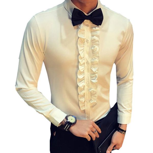 retro wedding party ruffle vintage white men black chemise homme slim fit shirt asian fasion stage clothing, White;black
retro wedding party ruffle vintage white men black chemise homme slim fit shirt asian fasion stage clothing, White;black
