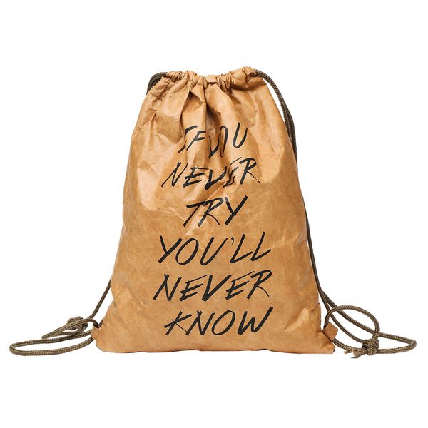 fashion waterproof letter drawstring bag neutral letter kraftpaper backpack water repellent travel drawstring pocket #320
fashion waterproof letter drawstring bag neutral letter kraftpaper backpack water repellent travel drawstring pocket #320