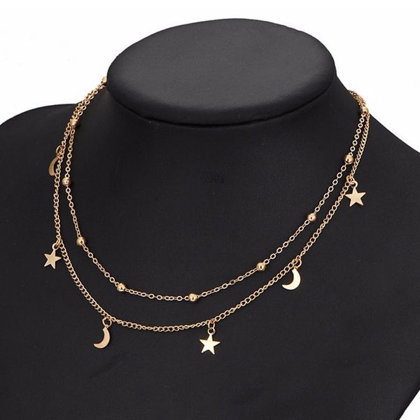 fashion women double layers necklace moon stars clavicle chain necklaces fine jewelry gifts nyz shop, Golden;silver
fashion women double layers necklace moon stars clavicle chain necklaces fine jewelry gifts nyz shop, Golden;silver