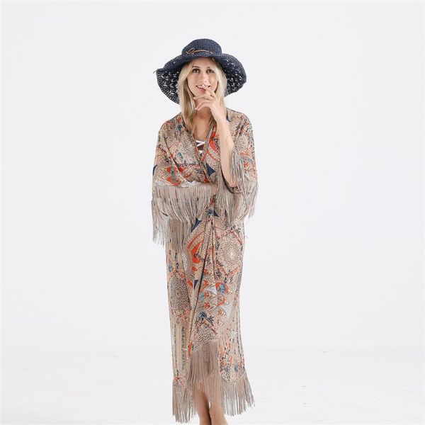 women's swimwear summer bikini wrap fringed sleeves with chiffon print loose through cardigan ladies cu14, White;black
women's swimwear summer bikini wrap fringed sleeves with chiffon print loose through cardigan ladies cu14, White;black