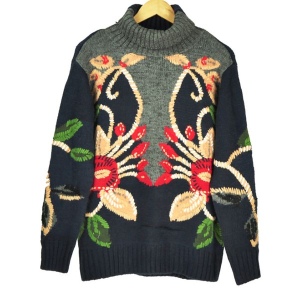 2019 winter women thick sweaters turtleneck neck knitted pullovers christmas female runway embroidery floral jumper clothing, White;black
2019 winter women thick sweaters turtleneck neck knitted pullovers christmas female runway embroidery floral jumper clothing, White;black