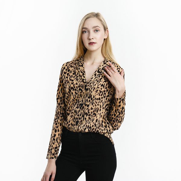 women's blouses & shirts fashion v neck elegant chemise leopard printed women blouse long sleeve loose shirt femme, White
women's blouses & shirts fashion v neck elegant chemise leopard printed women blouse long sleeve loose shirt femme, White