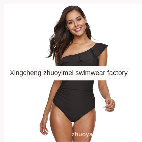 2019 bikini solid color lotus leaf lady's with bikini swimsuit bare back multicolor triangle one-piece swimsuit, White;black
2019 bikini solid color lotus leaf lady's with bikini swimsuit bare back multicolor triangle one-piece swimsuit, White;black