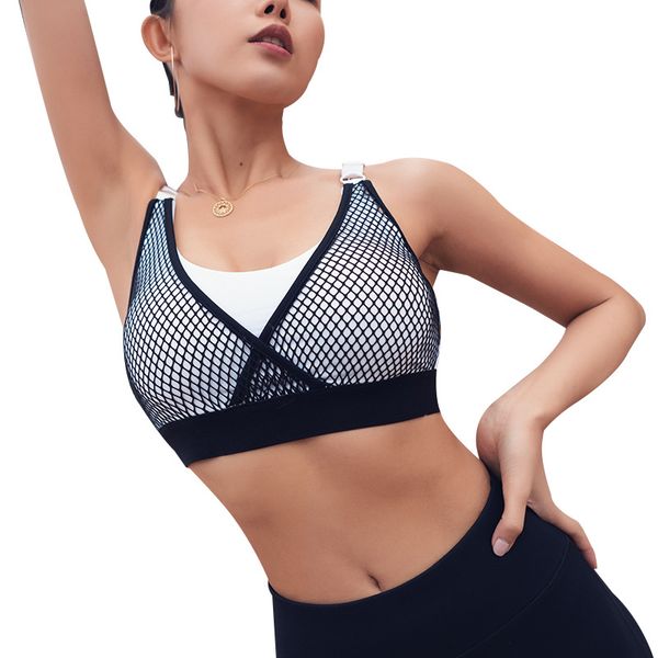 women's yoga adjustable sports mesh stitching underwear shockproof sports bra, White;red
women's yoga adjustable sports mesh stitching underwear shockproof sports bra, White;red