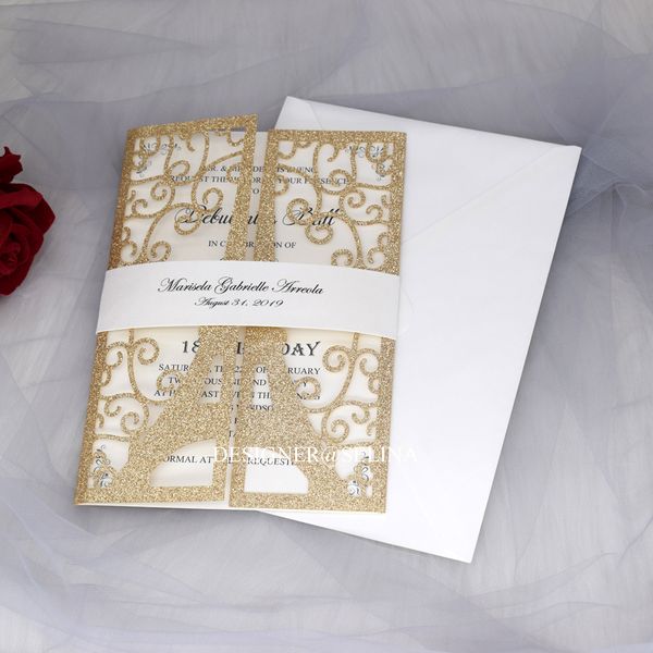 2019 luxury eiffel tower paris glitter laser cut invitations cards with cream belt for wedding brial shower anniversary quinceanera invites, Black
2019 luxury eiffel tower paris glitter laser cut invitations cards with cream belt for wedding brial shower anniversary quinceanera invites, Black