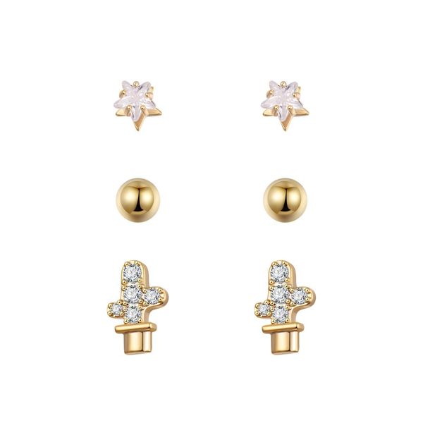 3 pairs/set crystal zircon cactus star round stud earrings for women gold silver color copper earring fashion jewelry oorbellen, Golden;silver
3 pairs/set crystal zircon cactus star round stud earrings for women gold silver color copper earring fashion jewelry oorbellen, Golden;silver